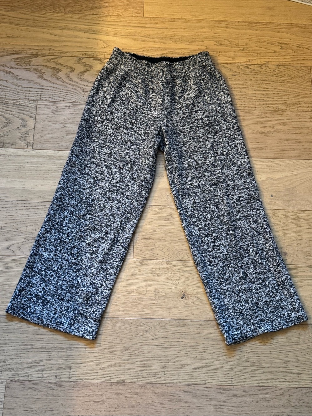 OFFLINE by Aerie Black White Textured Knit Wide Leg Pants Size Medium